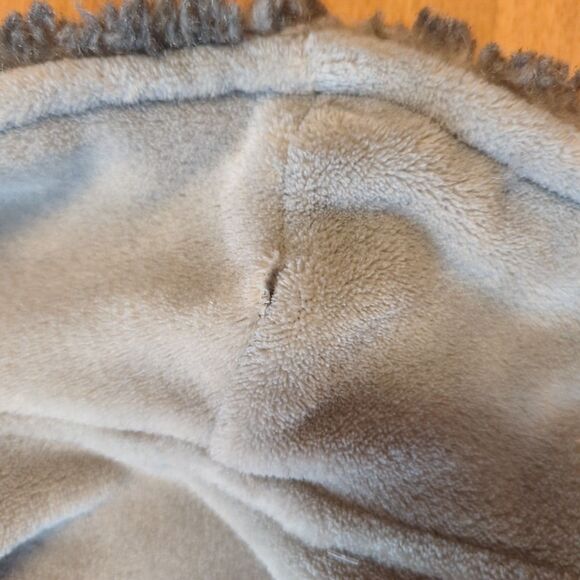 Pottery Barn Bathrobe Faux Fur Trim Gray Womens Long Plush Cozy - Picture 5 of 6